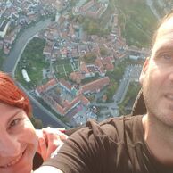 Lumír Hrčka (Strakonice, 52) na lete balónom